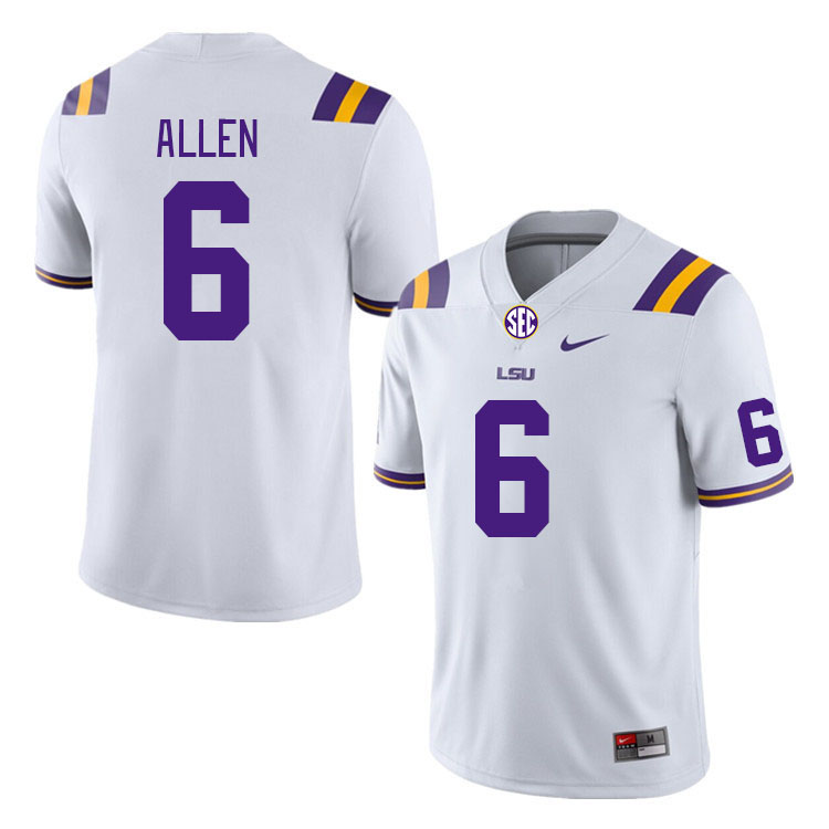 Men #6 Jordan Allen LSU Tigers College Football Jerseys Stitched Sale-White